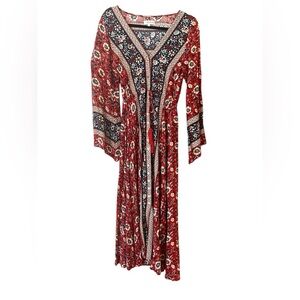 Arnhem Bohemian Red Floral Maxi Dress